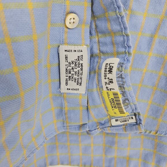 Gitman Bros Shirt Mens XL Button Down Cotton USA Short Sleeve Yellow Blue - Picture 3 of 11